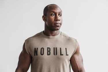 Nobull Sleeveless Men's T Shirts Light Brown | Australia (DZ4813)